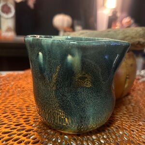 Studio pottery mug no handle, green